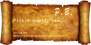 Pittik Boglárka névjegykártya